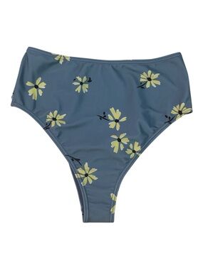 Sisstrevolution High-Waist Floral Bikini Bottoms in Slate Blue Cheeky Size Small